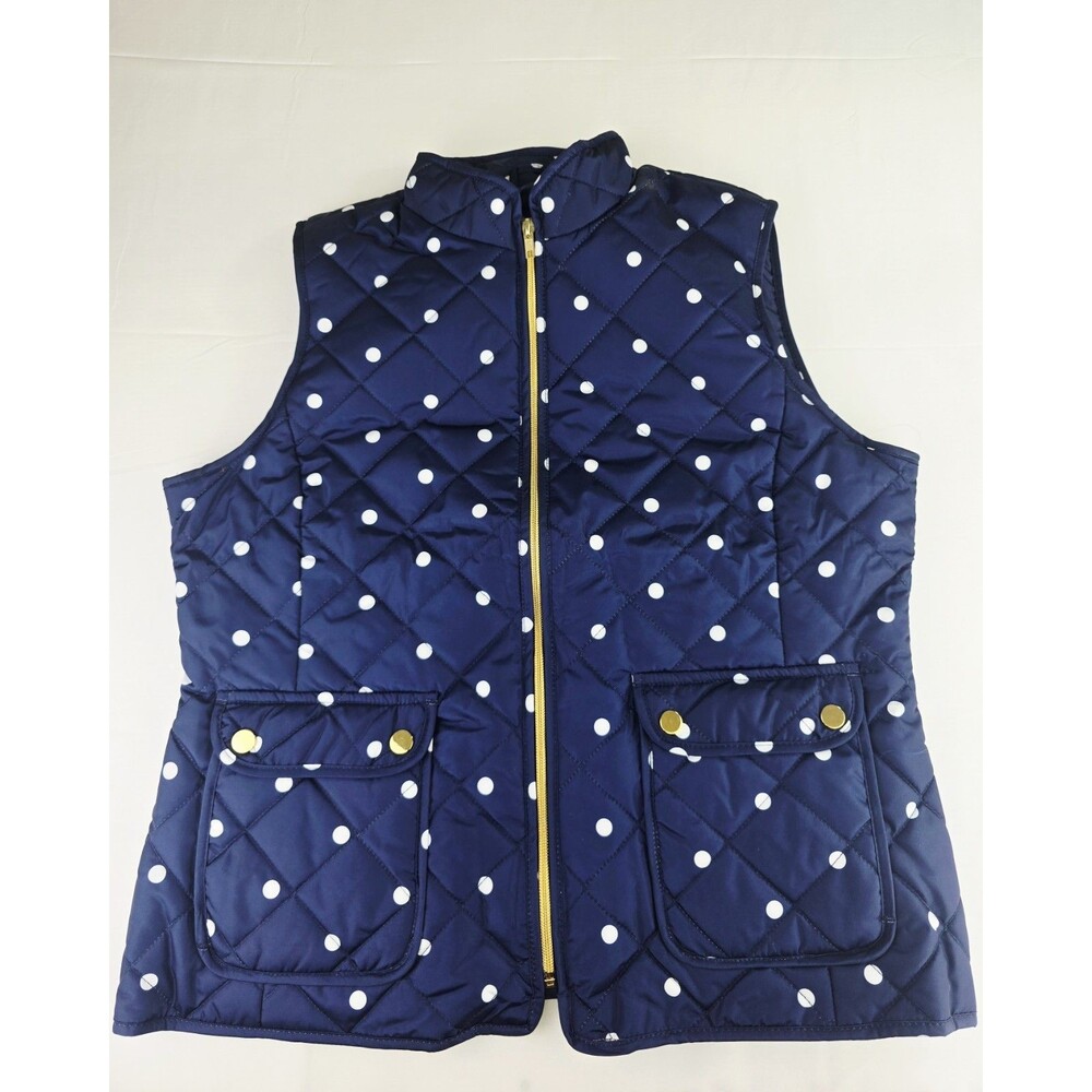 St. John's Bay Women's Navy Blue Dotted Puffer Vest Size Large New